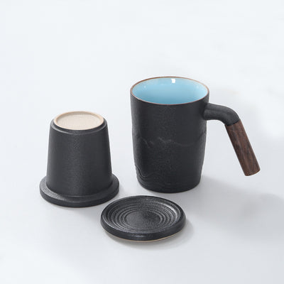 Taza Infusora de Cerámica con Tapa y Asa de Madera - Image 4