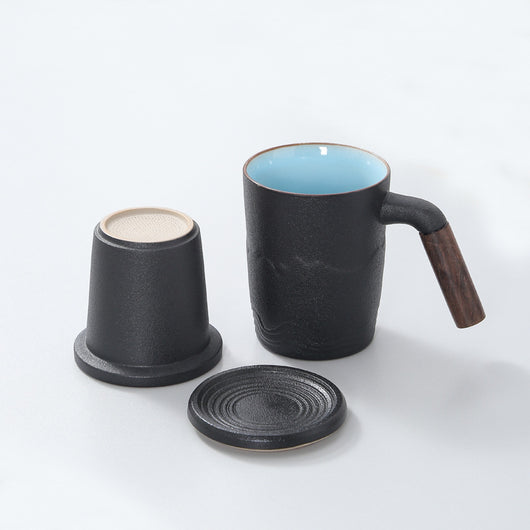 Taza Infusora de Cerámica con Tapa y Asa de Madera - Image 4