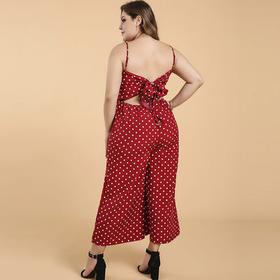 Jumpsuit Cropped con Tirantes y Lunares - Pantalón Ancho - Image 2