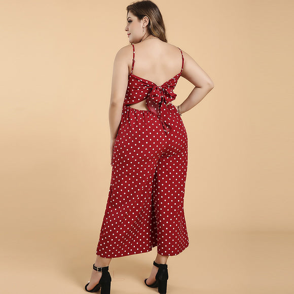 Jumpsuit Cropped con Tirantes y Lunares - Pantalón Ancho