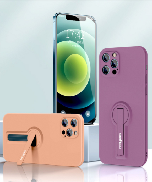 Funda Protectora de Silicona Líquida para iPhone con Soporte y Cordón