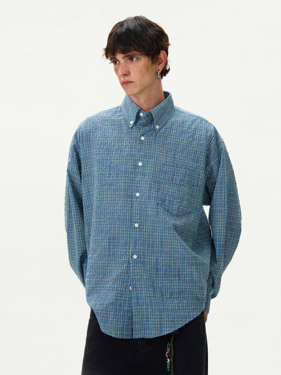 Blusa Vintage Estilo Americano a Cuadros con Pliegues - Image 6