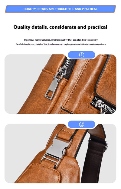 Bolsa de Pecho Retro para Hombre - Gran Capacidad Impermeable - Image 13