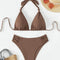 Bikini Triangular de Color Sólido con Halter para Mujer