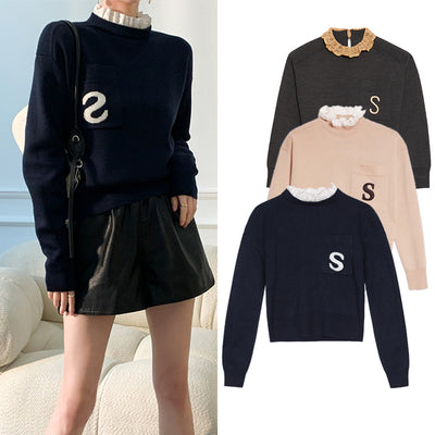 Suéter Holgado para Mujer con Cuello Alzado y Efecto Dos Piezas - Image 4