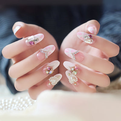 Uñas Postizas Decoradas con Lazo y Corona - Parches de Uñas Artísticas - Image 28