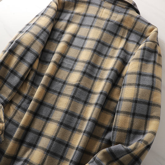 Abrigo Acolchado de Lana Escocesa con Forro Polar para Otoño e Invierno - Image 13