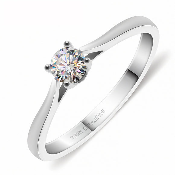 Anillo de Bodas Moissanita Plata Esterlina Diseño Minimalista para Mujer