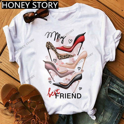 Camiseta Suelta Casual de Cuello Redondo para Mujer