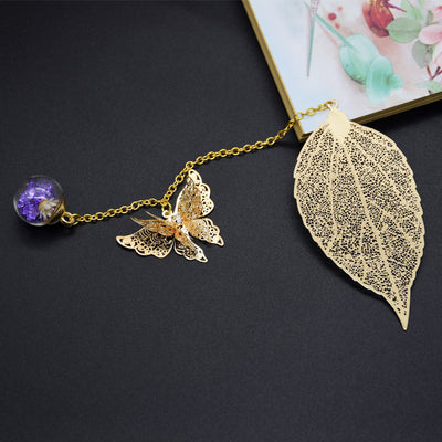 Marcapáginas Metálico Diseño Mariposa y Venas de Hoja - Artesanía Elegante - Image 12