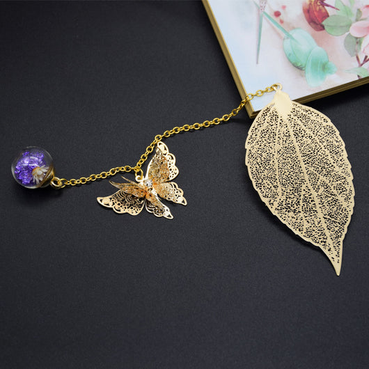 Marcapáginas Metálico Diseño Mariposa y Venas de Hoja - Artesanía Elegante - Image 12