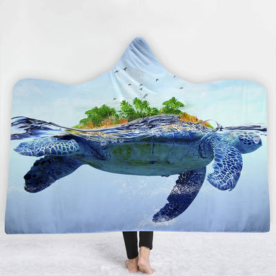 Poncho Manta con Capucha Serie Tortugas del Océano - Image 11