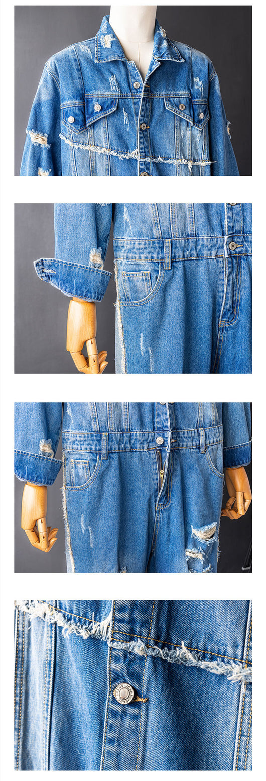 Mono Cargo Hip Hop Denim Rotos con Lavado Urbano - Image 10