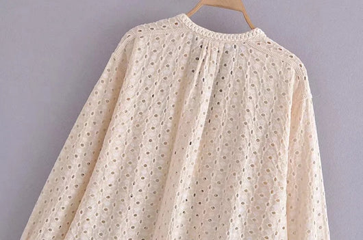 Cardigan Hueco Bordado de Manga Larga para Mujer - Estilo Europeo y Americano - Image 12