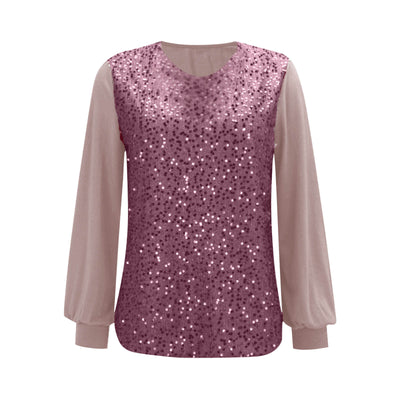 Blusa Suéter Holgada con Lentejuelas y Cuello Redondo - Manga Larga Casual - Image 29