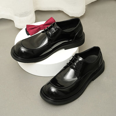 Zapatos de Cuero para Pies Anchos - Cuero Genuino Charol Premium