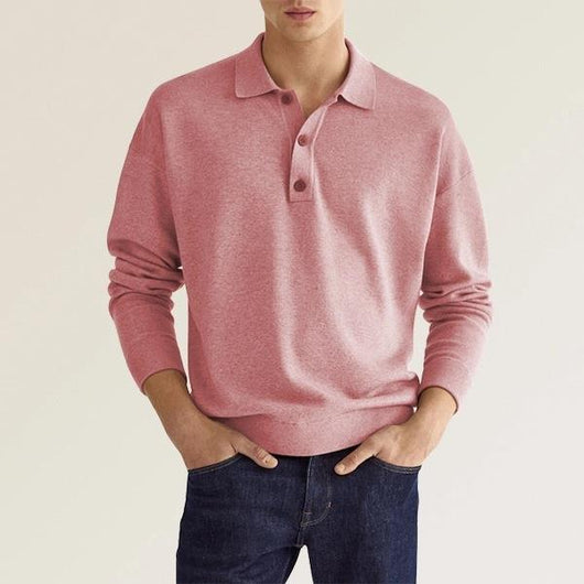 Polo Casual Europeo con Botones y Cuello V - Manga Larga para Hombre - Image 17