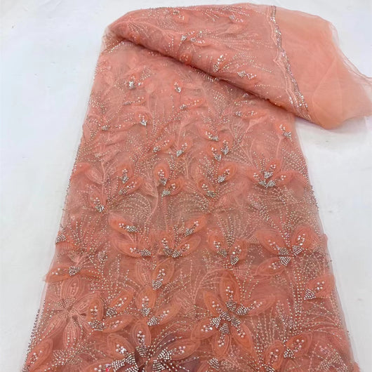 Vestido de Fiesta Elegante con Encaje Bordado y Flores de Cinta