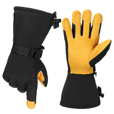 Guantes Largos de Cuero Forrados en Lana Polar - Resistentes al Frío - Image 3