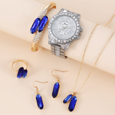 Conjunto de Accesorios en Acero Verde: Reloj, Anillo, Collar y Aretes de Cuarzo - Image 17
