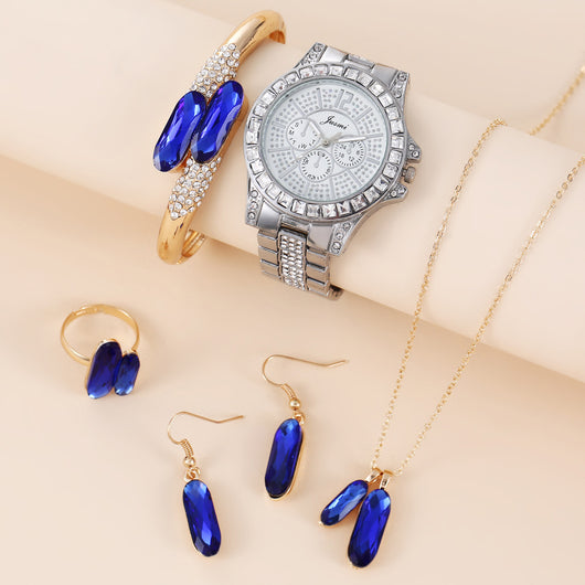 Conjunto de Accesorios en Acero Verde: Reloj, Anillo, Collar y Aretes de Cuarzo - Image 17