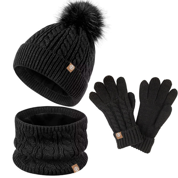 Conjunto Abrigador Infantil: Gorro, Bufanda y Guantes de Felpa para Invierno