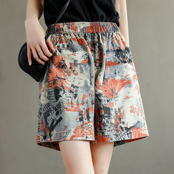 Shorts de Algodón Estampado Cintura Alta para Mujer