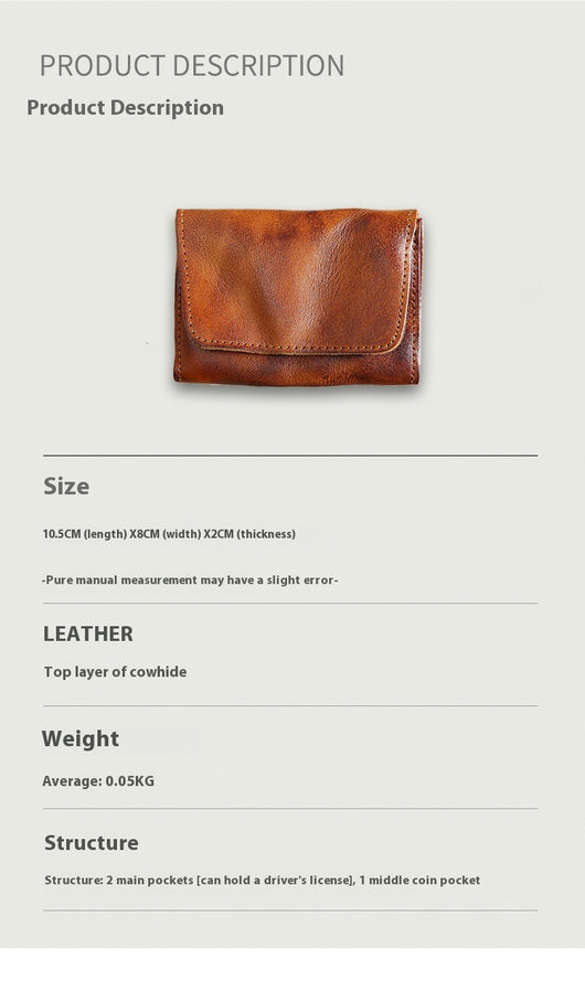 Billetera Corta de Cuero Vacuno Estilo Retro para Hombre - Image 18