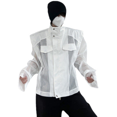 Blusa Suelta de Gasa con Cuello Alto Protección Solar - Image 5