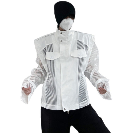 Blusa Suelta de Gasa con Cuello Alto Protección Solar - Image 5