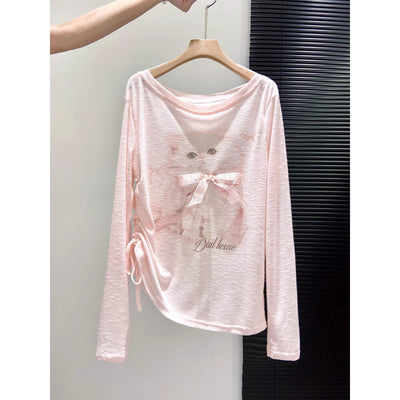 Blusa Manga Larga con Estampado de Gatos para Mujer - Primavera y Otoño - Image 5