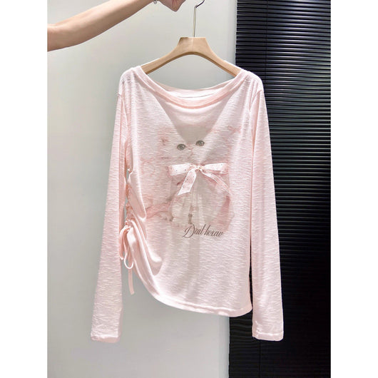 Blusa Manga Larga con Estampado de Gatos para Mujer - Primavera y Otoño - Image 5