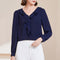 Blusa Feminina Elegante de Chiffon com Gola V e Mangas Compridas