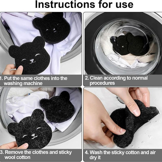Bola de Limpieza con Forma de Oso - Removedor de Pelos para Lavadora y Ropa - Image 3