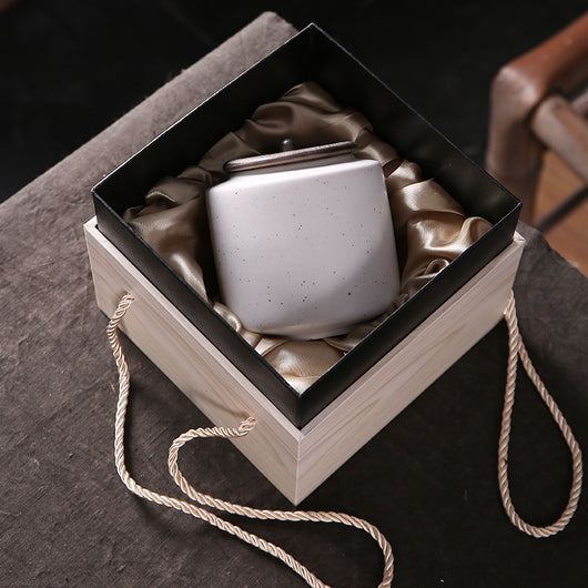 Lata de Té Cerámica Sellada Retro Tricolor Pequeña