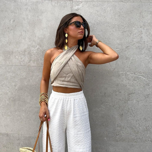 Top Halter de Lino Versátil para Mujer - Diseño Minimalista - Image 4