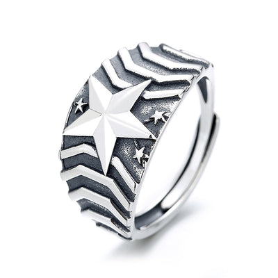 Anillo Estrella de Cinco Puntas Ancho Estilo Europeo Americano - Image 3