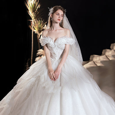 Vestido de Novia Blanco Marfil con Cielo Estrellado y Falda Voluminosa Estilizadora - Image 6