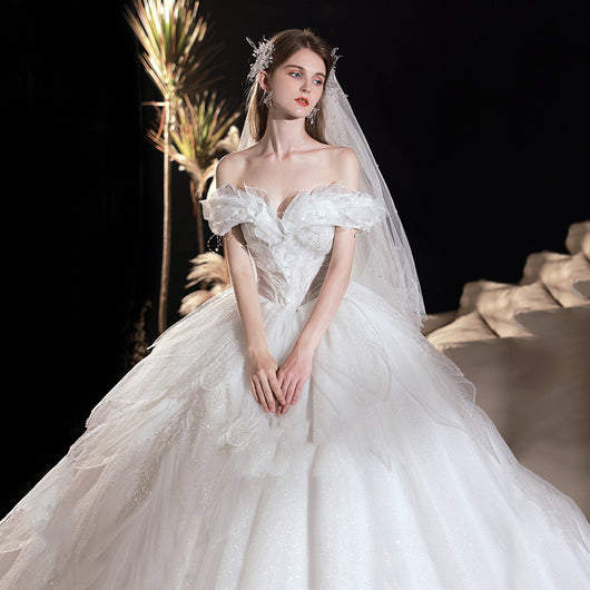 Vestido de Novia Blanco Marfil con Cielo Estrellado y Falda Voluminosa Estilizadora - Image 6
