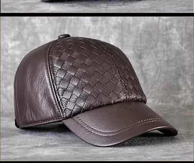 Gorra de Beisbol Invierno Cuero Genuino Piel de Cabra para Hombre - Image 14