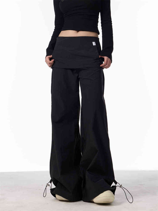 Pantalón Ancho Tipo Overol con Efecto Dos Piezas y Detalle Bandage - Image 7