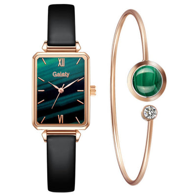 Reloj Cuadrado para Mujer Verde Malaquita con Temperamento Retro - Image 11