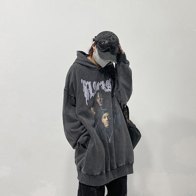 Sudadera Vintage Estampado Rap Lavada para Otoño Invierno - Image 6