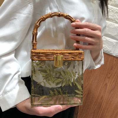 Bolsa de Mano Acrílica Transparente con Detalles de Bambú - Verano - Image 6