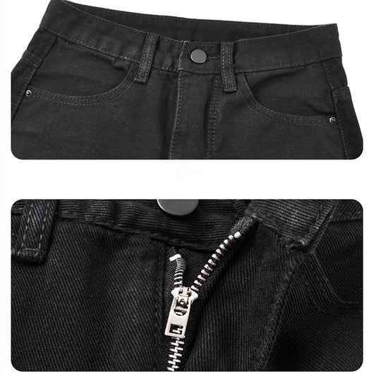 Jeans Negros Cintura Alta Micro Acampanados Pierna Recta - Image 14