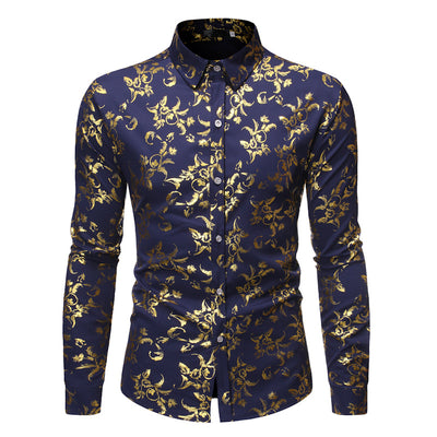 Camisa Casual Hombre con Estampado Floral Bronce - Image 23