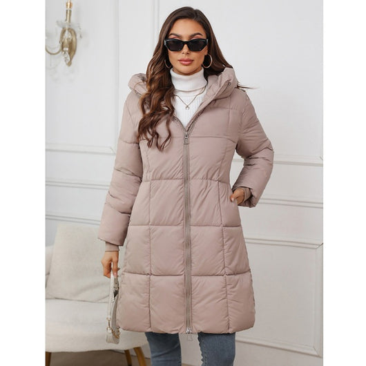 Abrigo Acolchado Largo con Capucha para Mujer - Image 9