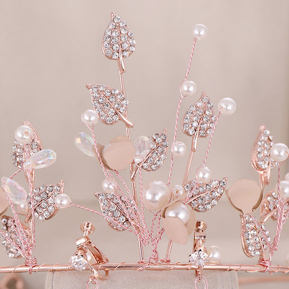 Aretes de Corona Lujo con Perlas y Diamantes