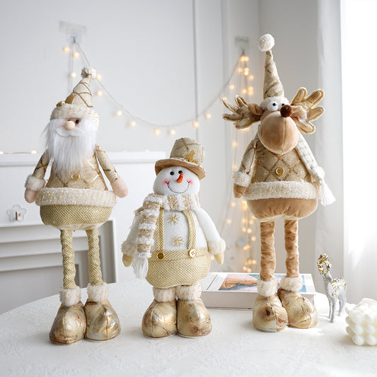 Adornos Navideños Retráctiles - Muñeco de Nieve y Reno Dorados - Image 2