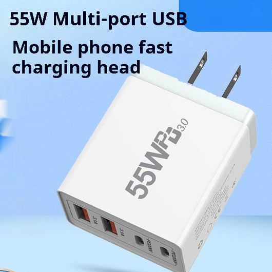 Cargador USB Multi-Puerto 55W - Carga Rápida para Múltiples Dispositivos